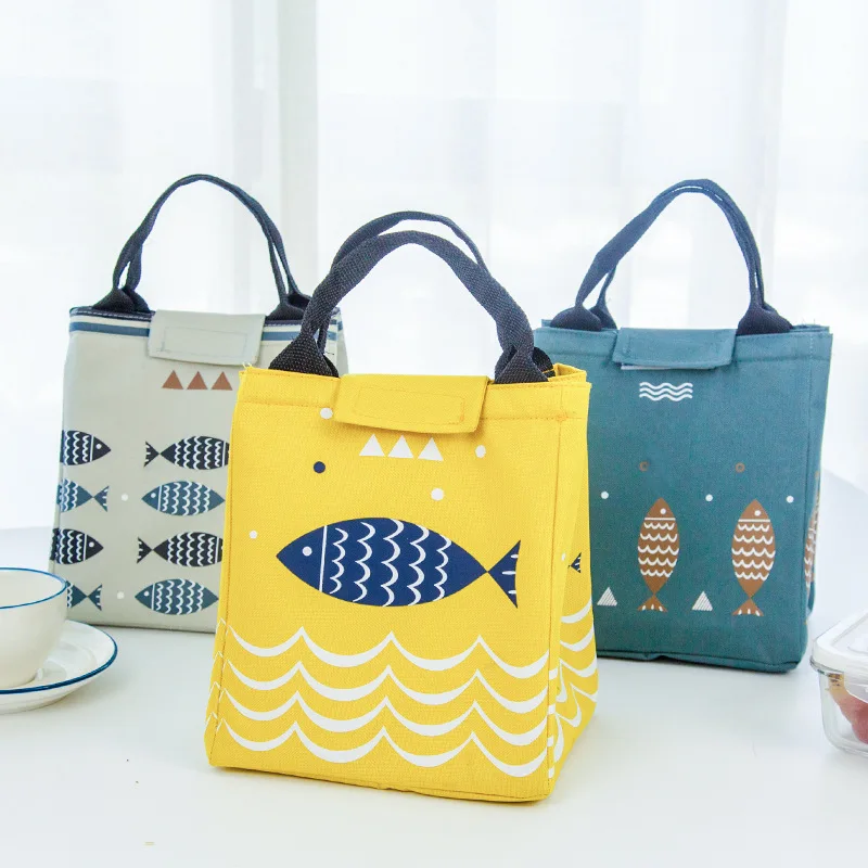 

Lunch Bag High Capcity Lunch Box For Women Convenient Cooler Bag Waterproof Kawaii Fish Pattern Food Bags for Work