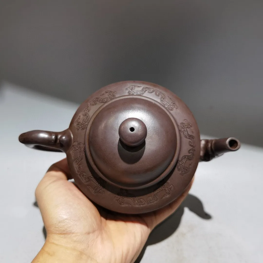 Purple teapot Yixing Purple Clay Teapot Flower symbol pattern Jade hat pot Dragon handle teapot Kettle Teapot