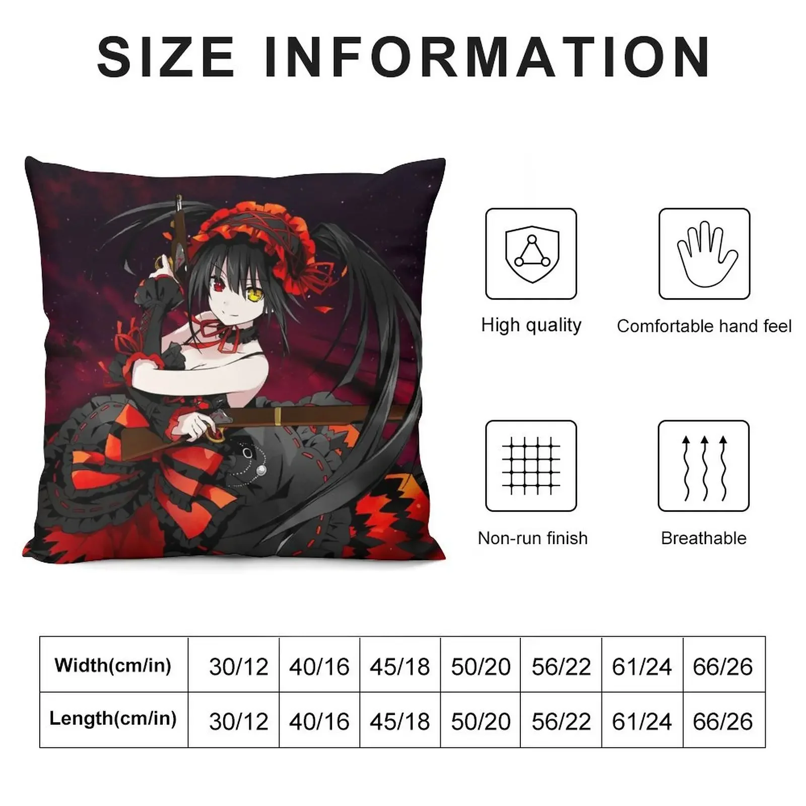 Kurumi Tokisaki Throw Pillow Luxury Pillow Case Decorative Cushions For Living Room Embroidered Cushion Cover pillow