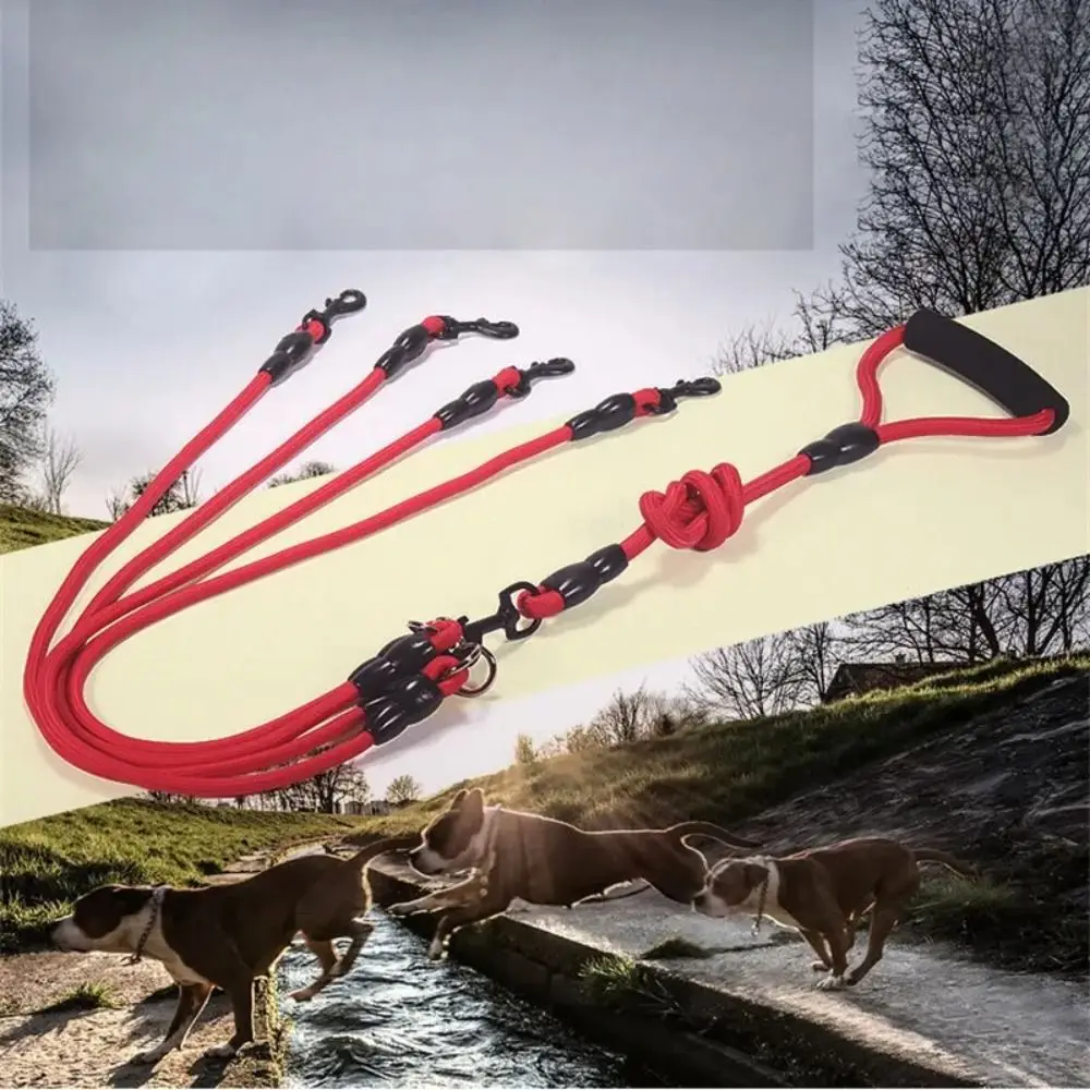 Nylon 2/3/4 Way Pet Leash Adjustable Detachable Two Heads Dogs Leash Durable With Foam Handle Dogs Traction Rope