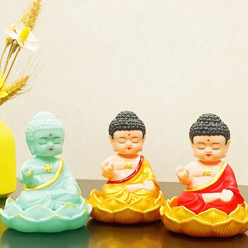 

Solar Lotus Buddha Statue Home Room Car Decoration,Nodding Tathagata Figurine Office Accessories,Beita Mascot Crafts Gift