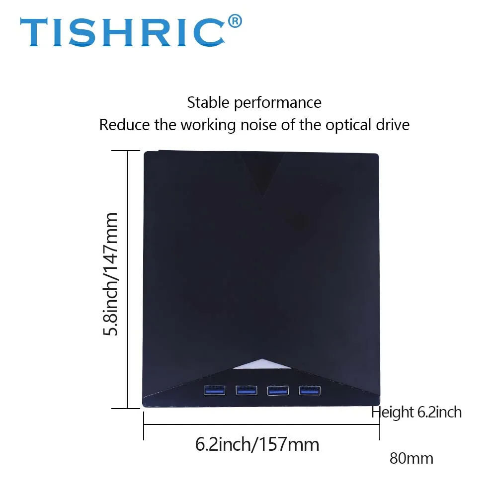 TISHRIC Type C USB External DVD CD Drive 6 In 1 4 Ports USB TF SD Card Reader External CD DVD Burner Reader Write For PC Desktop