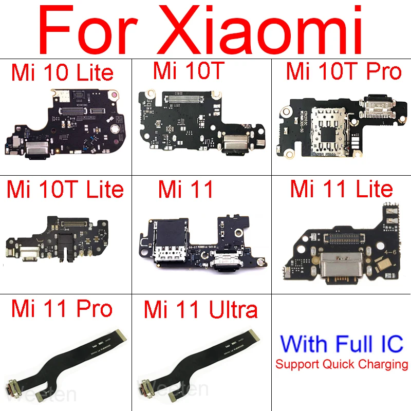 Placa de conector de cargador Usb con teléfono y tarjeta Sim para Xiaomi 10 10T Lite Pro Mi 11T Pro 11Lite 11Ultra Placa de base de puerto de carga