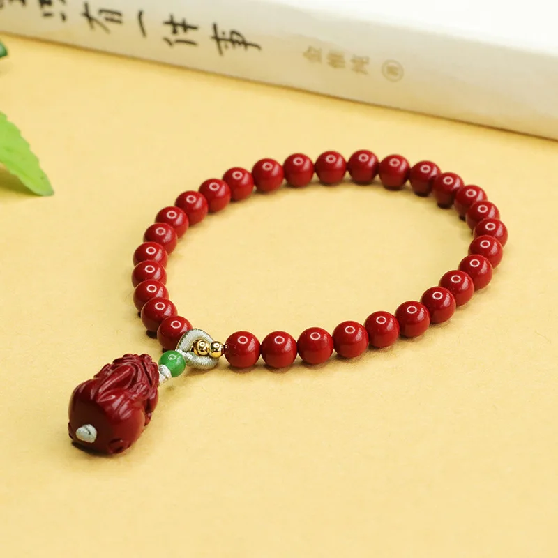 Cinnabar bracelet, purple gold sand Pixiu bracelet, natal year women's jewelry