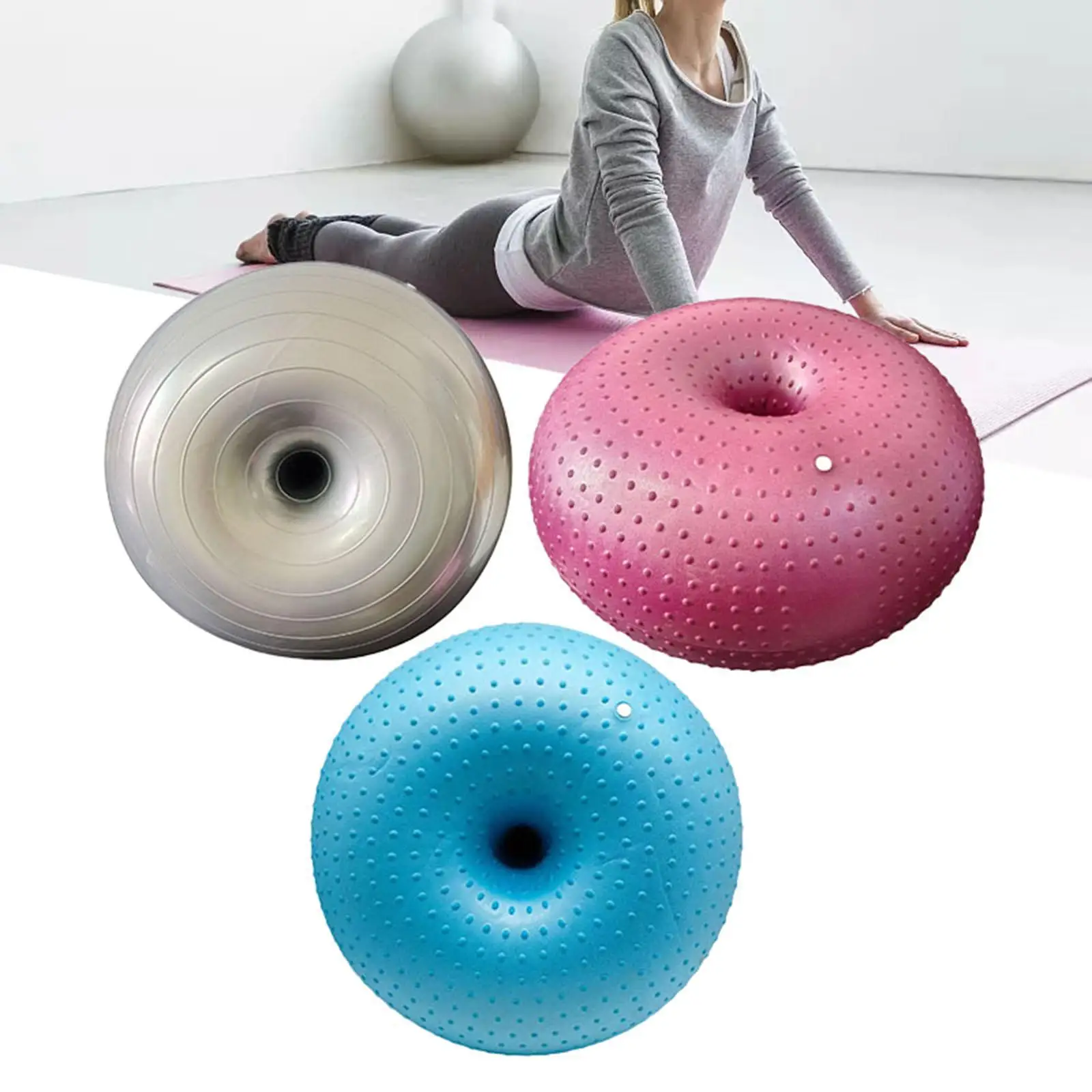 Pelota de ejercicio de 21,65 pulgadas, pelota de donut para entrenamiento rítmico en