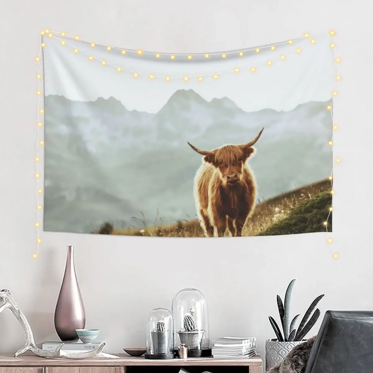 Highland Cow - Vintage Style Tapestry Nordic Home Decor House Decorations Room Aesthetic Room Decor Korean Style Tapestry