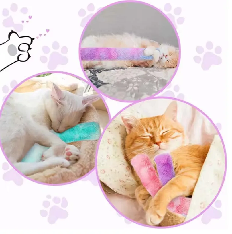 Gradient Plush Cat Pillow & Chew Stick Toy 4
