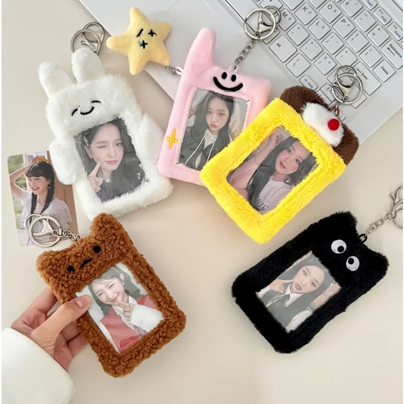 The Same Practical Cute Small Mobile Phone Rabbit Plush Card Sleeve 3 Inch Polaroid Card Bag Keychain Pendant Card Book