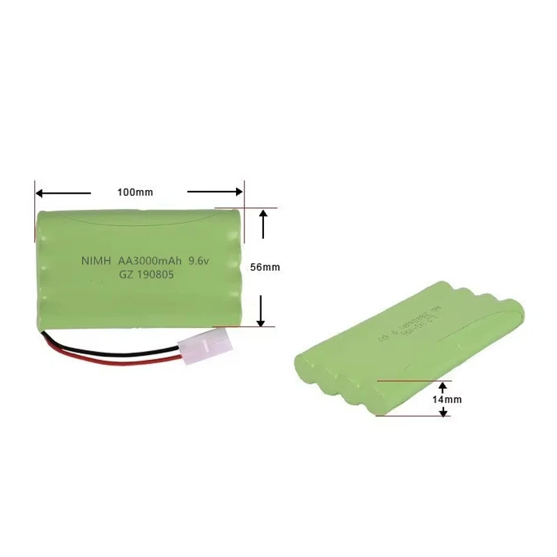 Akumulator Ni-MH 9,6 V 3000 mAh + Ładowarka USB do zabawek RC, samochodów, czołgów, pociągów, robotów, łodzi, pistoletów, akumulator AA 9,6 V AA Ni-MH, zestaw akumulatorów wielokrotnego ładowania