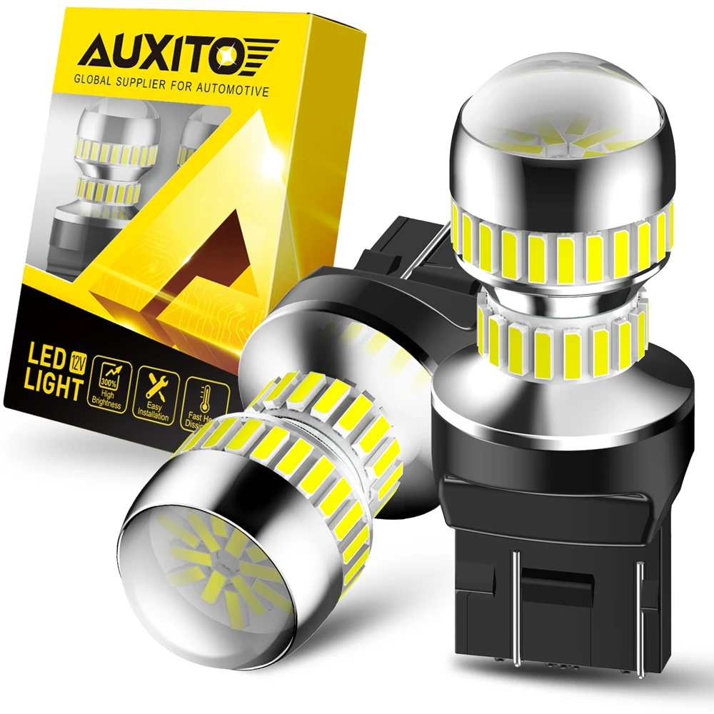 AUXITO 2Pcs T20 W21/5W 7443 7440 LED Light For Car DRL Bulbs Super Bright 12V 6000K White W21W WY21W LED Daytime Running Lights