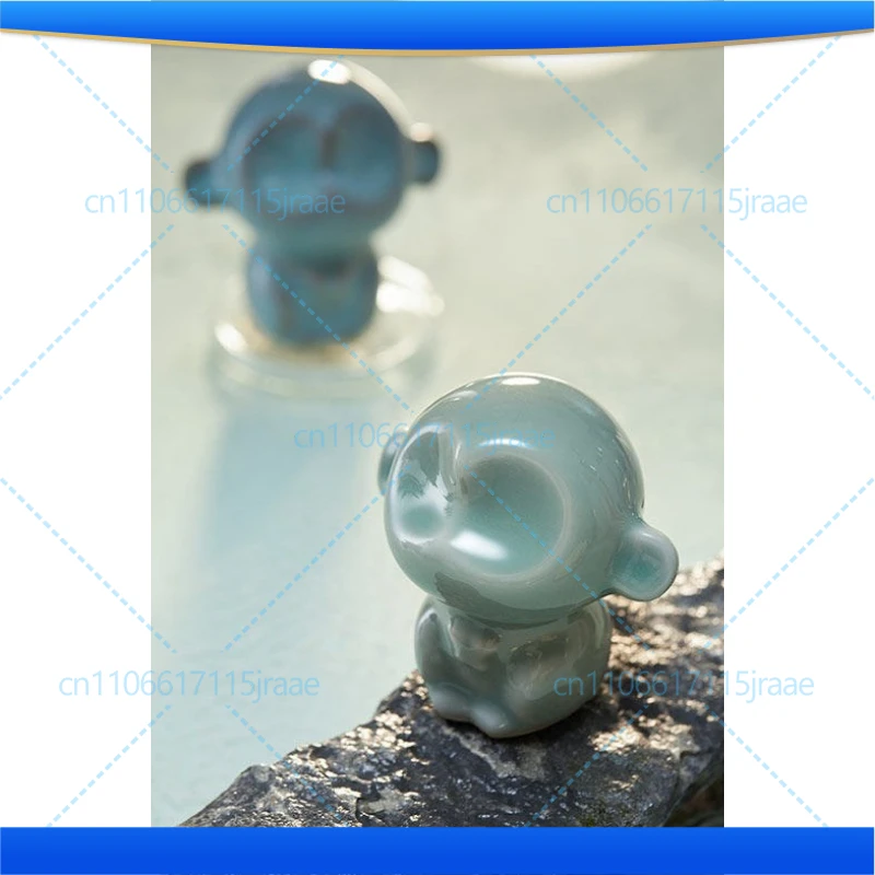 Jun porcelain kiln becomes little monkey Wukong handmade Jun porcelain ornament