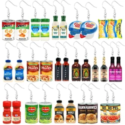 Oil Coated Chili Sauce Canned Bottle Design Dangle Earrings CuteHip Hop Style Acrylic Jewelry Creative Female Gift