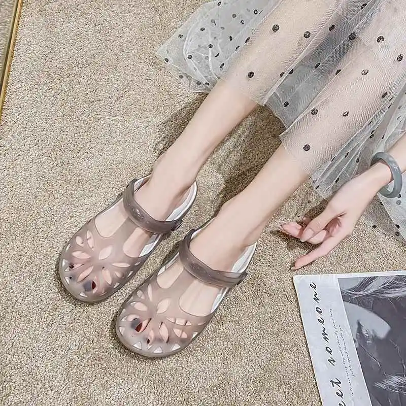 Women's Summer Thick Bottom Sandals Slip-On EVA Home Slippers Flat Bottom Anti-Slip Beach Shoes Open-Toe Comfortable Slippers
