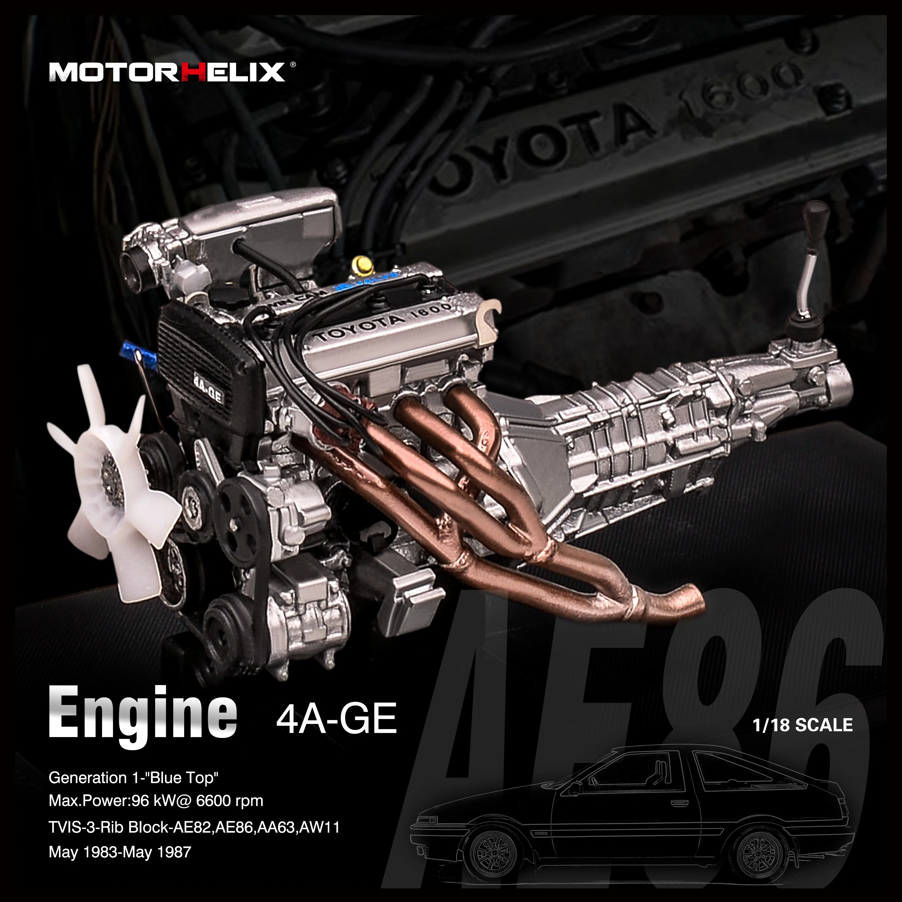 MH MOTORHELIX 1:18 Motor Afgewerkt Model R34 R35 S2000 EK9 FL5 FD2 AE86 W221 Standalone Motor Collectie Motor Auto Jongen Geschenken