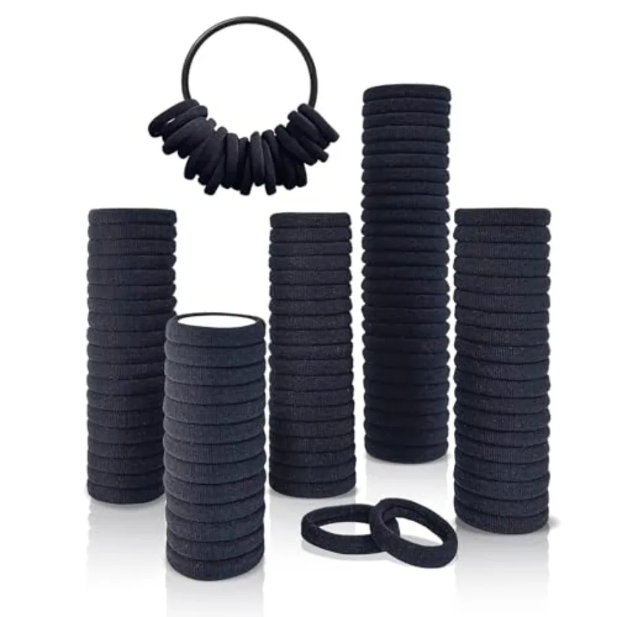 Coleteros Suaves de Algodón Negro sin Costuras con Anillo Organizador Gratis, Coleteros Premium para Mujeres, Hombres y Niñas