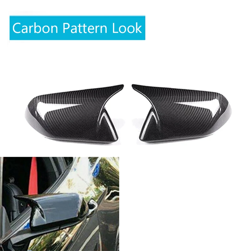 

1 Pair Side Mirror Covers for Ford Mustang 2015-2022 Horn Style ABS Plastic Carbon Fiber Look Car Exterior Accessories