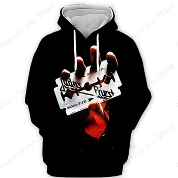 Homens moletom com capuz rock band judas sacerdote impressão 3d gráfico hoodie masculino moda hip hop hoodies moletom feminino menino casaco roupas dos homens novo