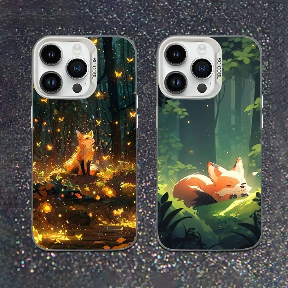 

Cute Cartoon Animal Fox Phone Case For iPhone 16,15,14,13,12,11,Mini,Pro,XS,SE,MAX White Matte Shockproof Cover
