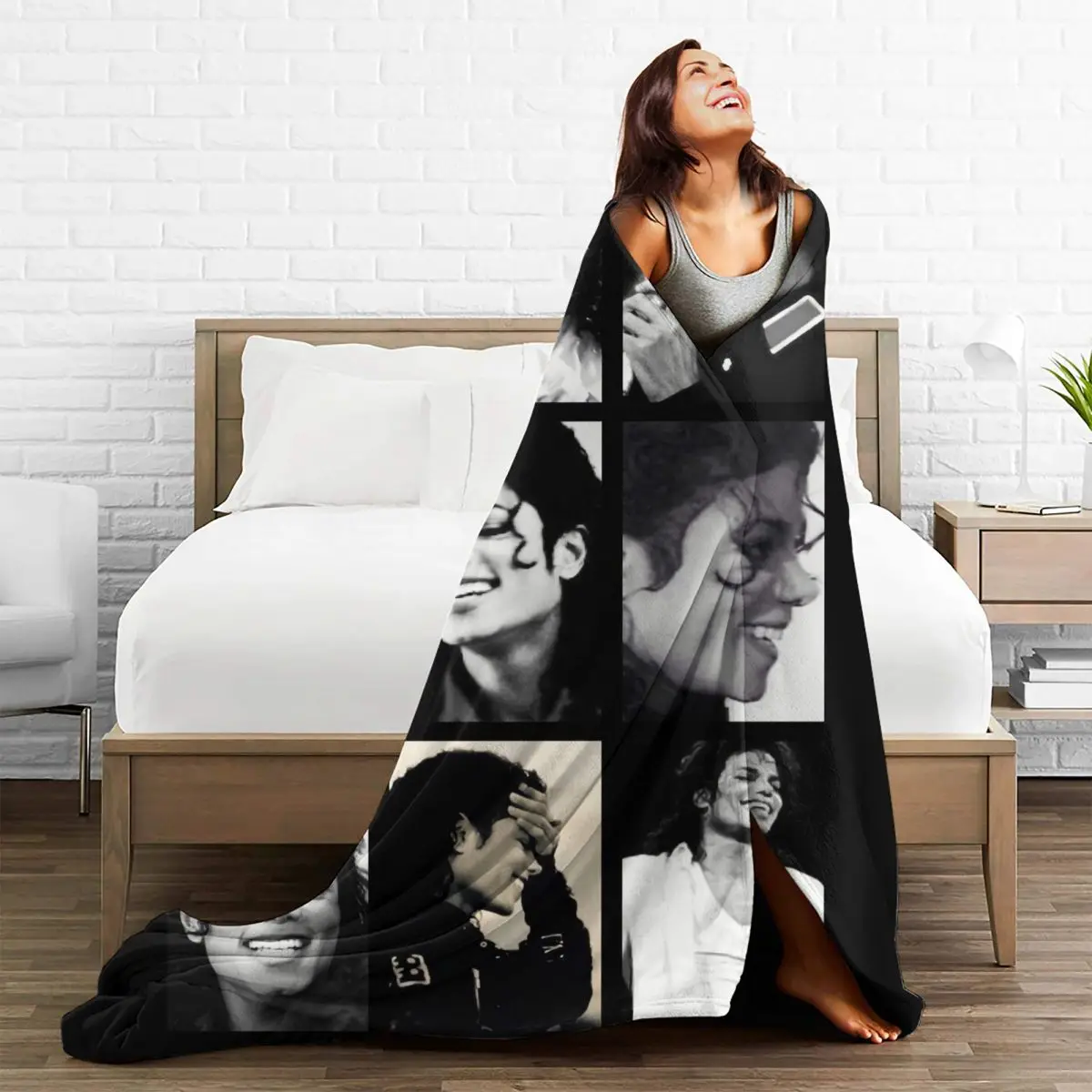 MJ M-Michaels Pop Singer Blanket J-Jacksons Photo Camping Flannel Throw Blanket Warm Soft Couch Chair Sofa Bed Bedspread Gift