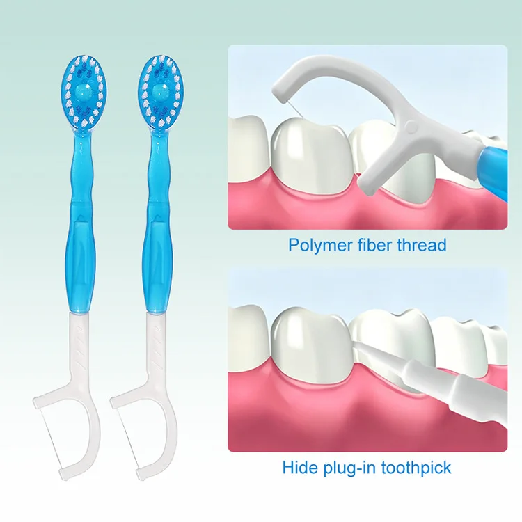 5-In-1 Mini Toothbrush Set, Disposable Toothbrush with Toothpaste, Dental Floss, Toothpick, Tongue Scraper.