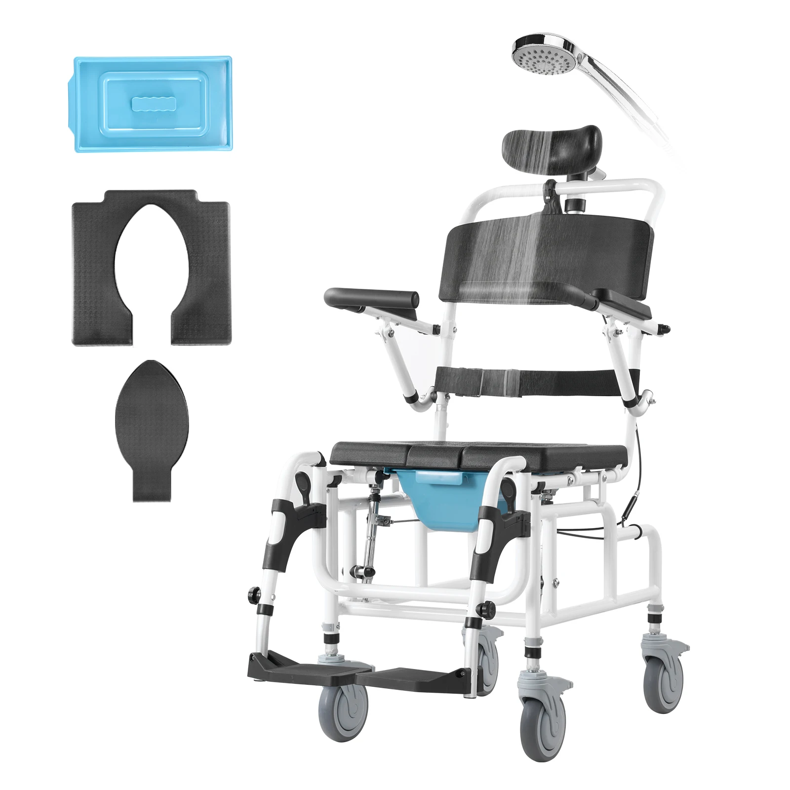 

VEVOR Shower Wheelchair 17.5in Width Aluminum Alloy Bathroom Wheelchair for Inside Shower for Disabled Adult 300 lbs Capacity