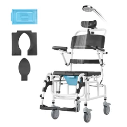 SucceBuy Shower Wheelchair  17.5in Width Aluminum Alloy Bathroom Wheelchair for Inside Shower for Disabled Adult  300 lbs