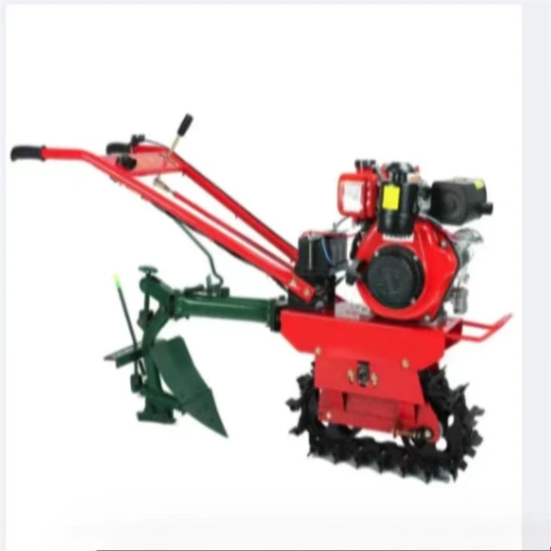 Hand-held Chain-rail Crawler Micro-tiller, Household Small Cultivated Land Plowing Machine
