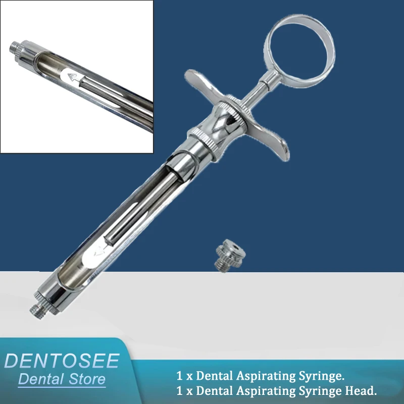 

Dental Stainless Steel Syringe for Anesthesia Aspirating - Professional Dentistry Surgical Instrument with Head for Teeth Care