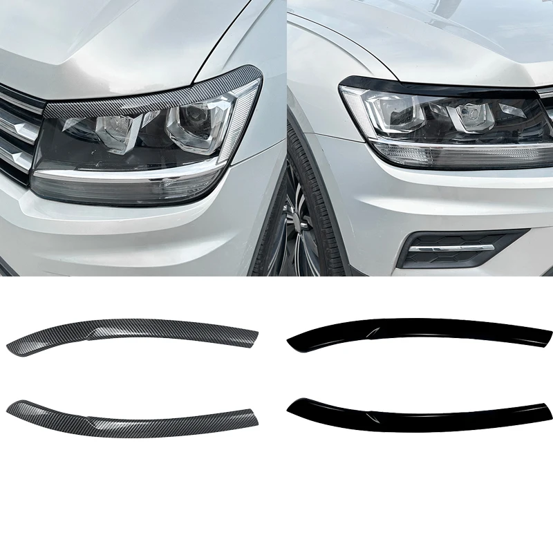 

For Volkswagen Tiguan MK2 2017 2018 2019 2020 ABS Black Car Headlight Eyebrows Headlamp Eyelid Cover Trim Car Accessories