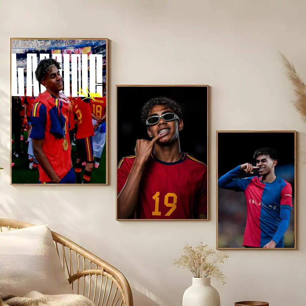 Athlete Lamine Yamal Poster Poster Self-adhesive Art Waterproof Paper Sticker Coffee House Bar Room Wall Decor