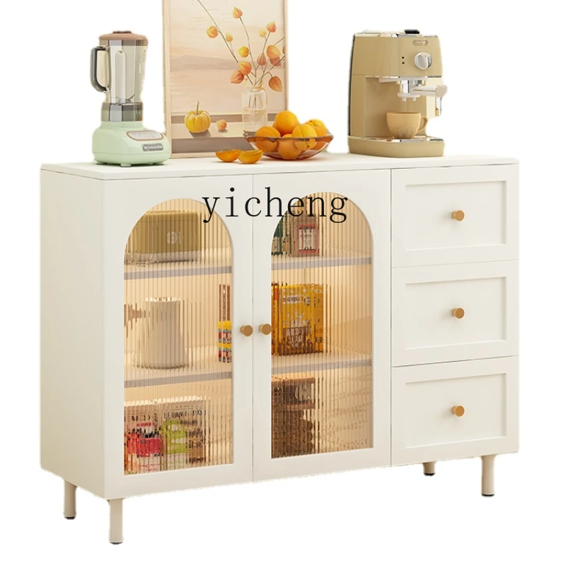 

ZK Light Luxury Sideboard Cabinet Rattan Woven Solid Wood Kitchen Cupboard Living Room Wall Hallway Storage Cabinet