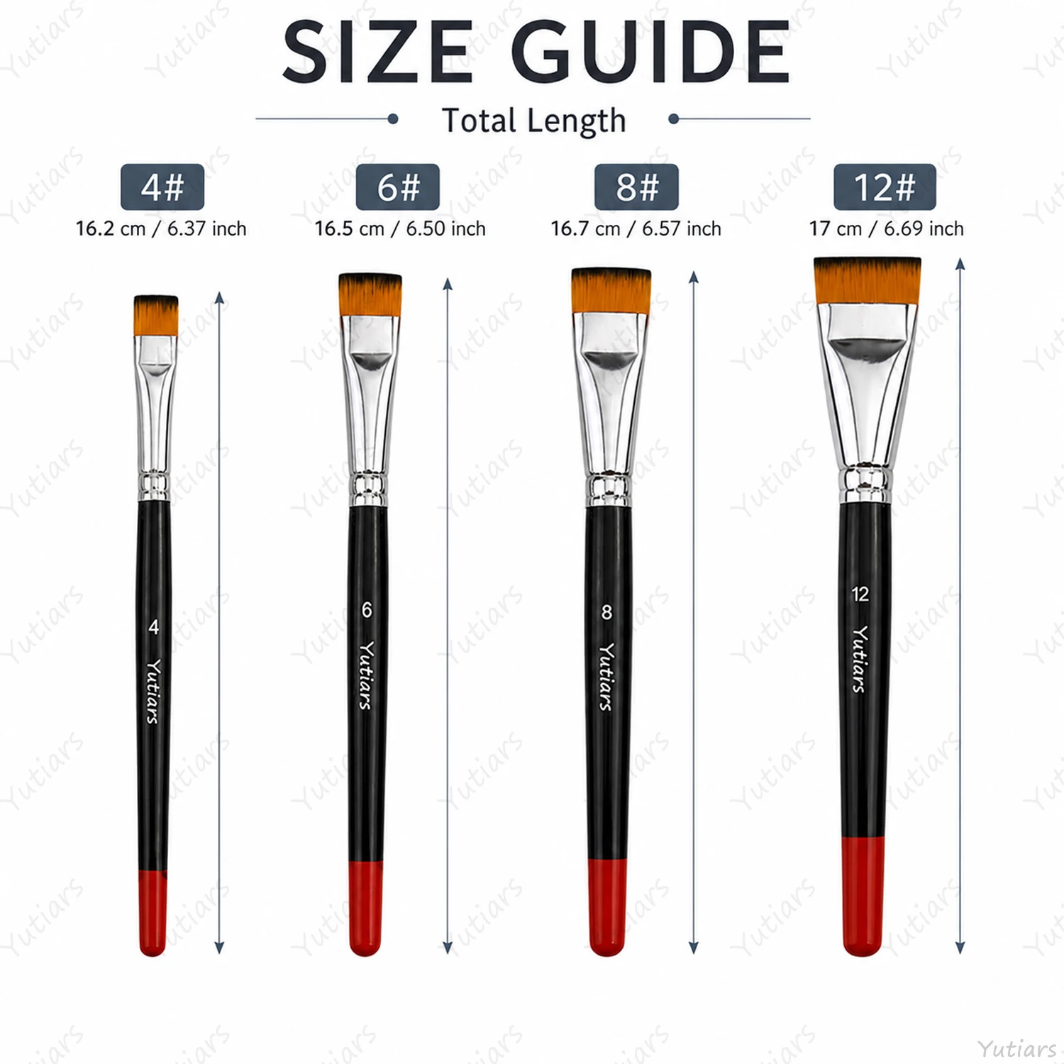 4PCS Flat Paint Brush Set Professional Artist Brushes 4 6 8 12 Sizes Synthetic Bristles for Acrylic Watercolor Oil Painting DIY