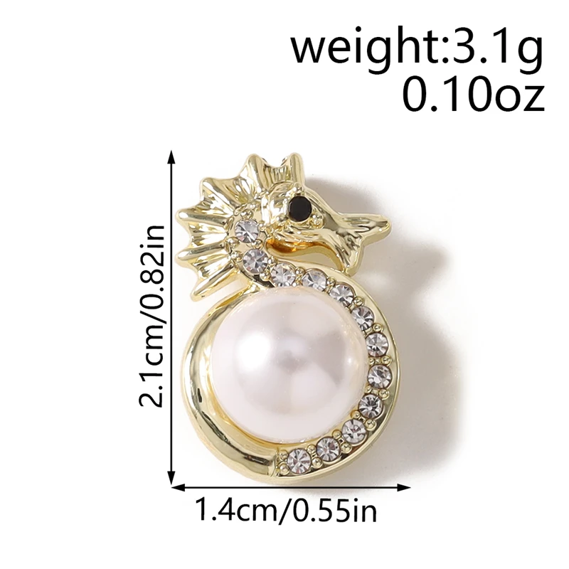 5 Stück 14x21mm Niedliche Perlen-Kristall-Metall-Seepferdchen-Anhänger für Schmuckherstellung, Ohrringe, Anhänger, Halsketten, Armbänder, DIY-Bastelzubehör – Detail 1