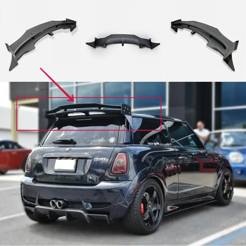 

For Mini Cooper S R56 FRP Unpainted +Carbon Fiber Blade Rear Roof Spoiler Wing