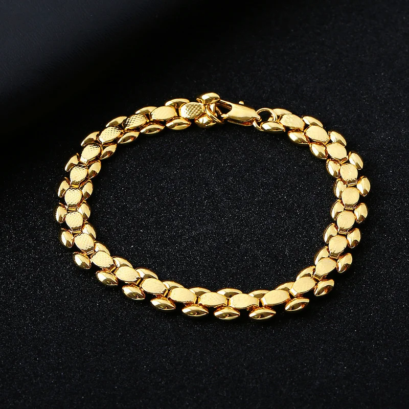 8mm Ladies Gold Color Bracelet Fashionable Exquisite Gold Bridal Engagement Wedding Jewelry Luxury Chain Bracelet for Women