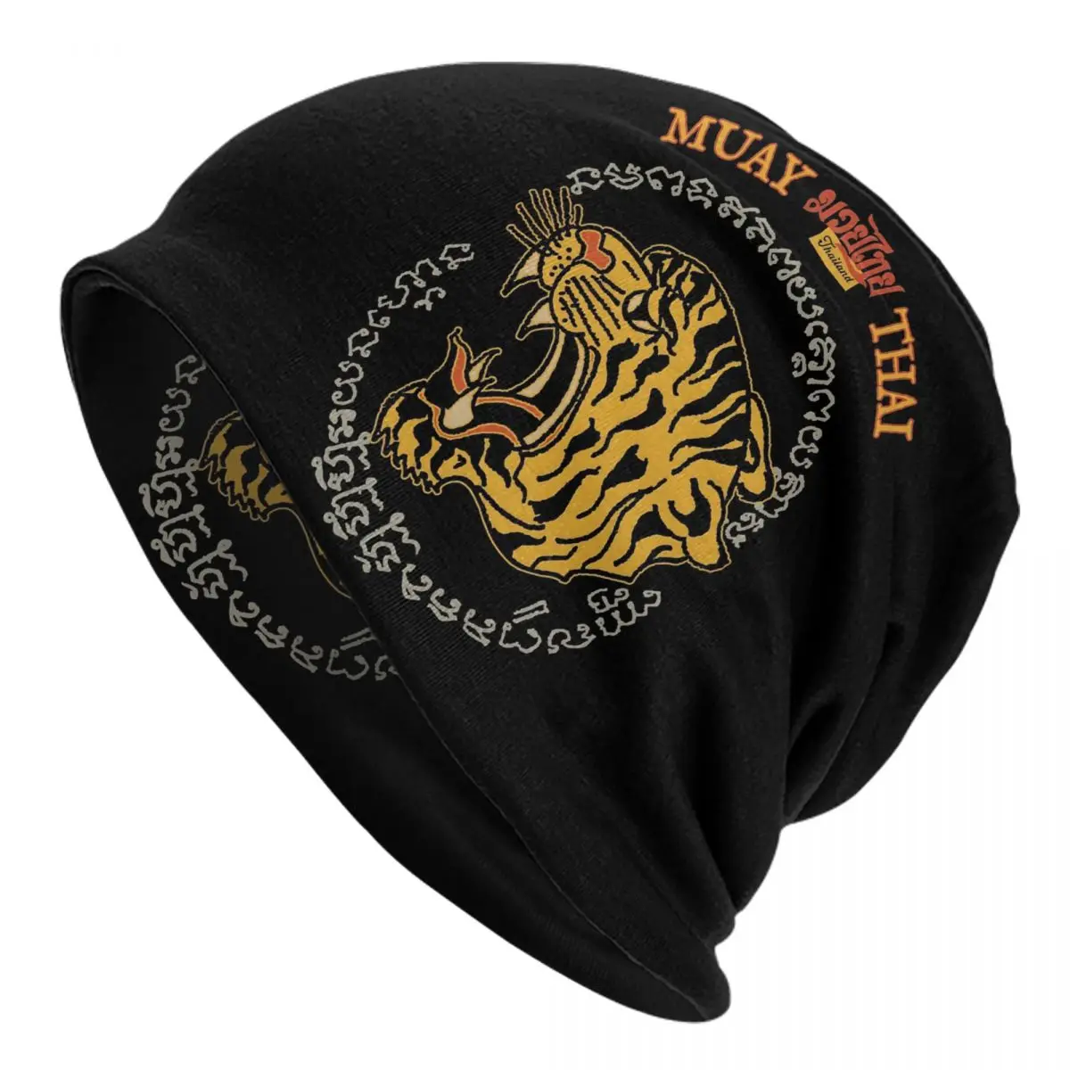 Vintage Muay Thai Tiger Head Skullies Beanies Caps Cool Winter Warm Women Men Knit Hats Adult Unisex Sak Yant Tattoo Bonnet Hats