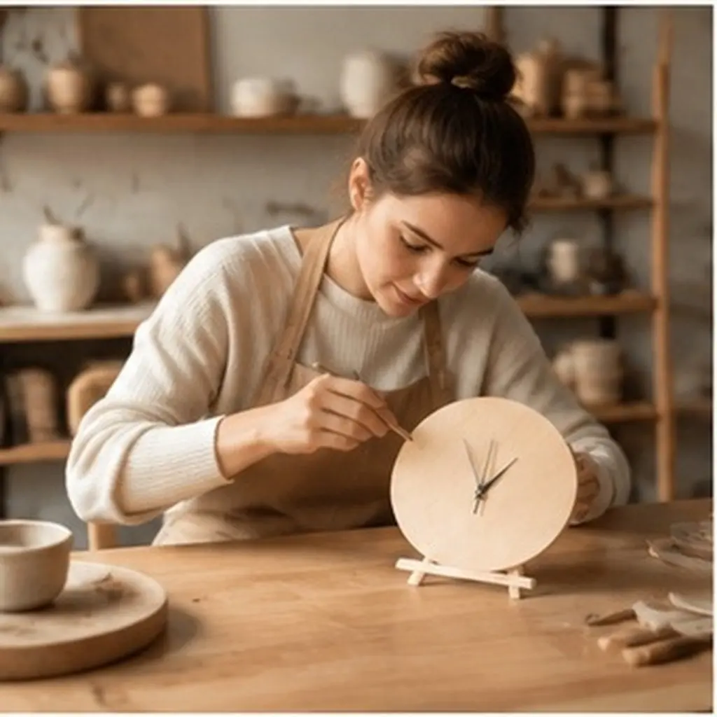 1Set Wooden Clock Face Blank Natural Grain Round Unfinished Wood Dial Plate 8 DIY Clock Craft Kit Painting Wall Decor Desk