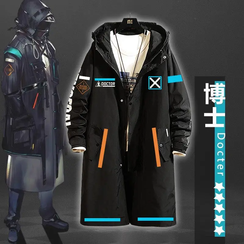 

Arknights Creative and Unique Anime Merchandise Mid-Length Trench Coat Fashionable and Simple Cartoon Jacket for Men and Women