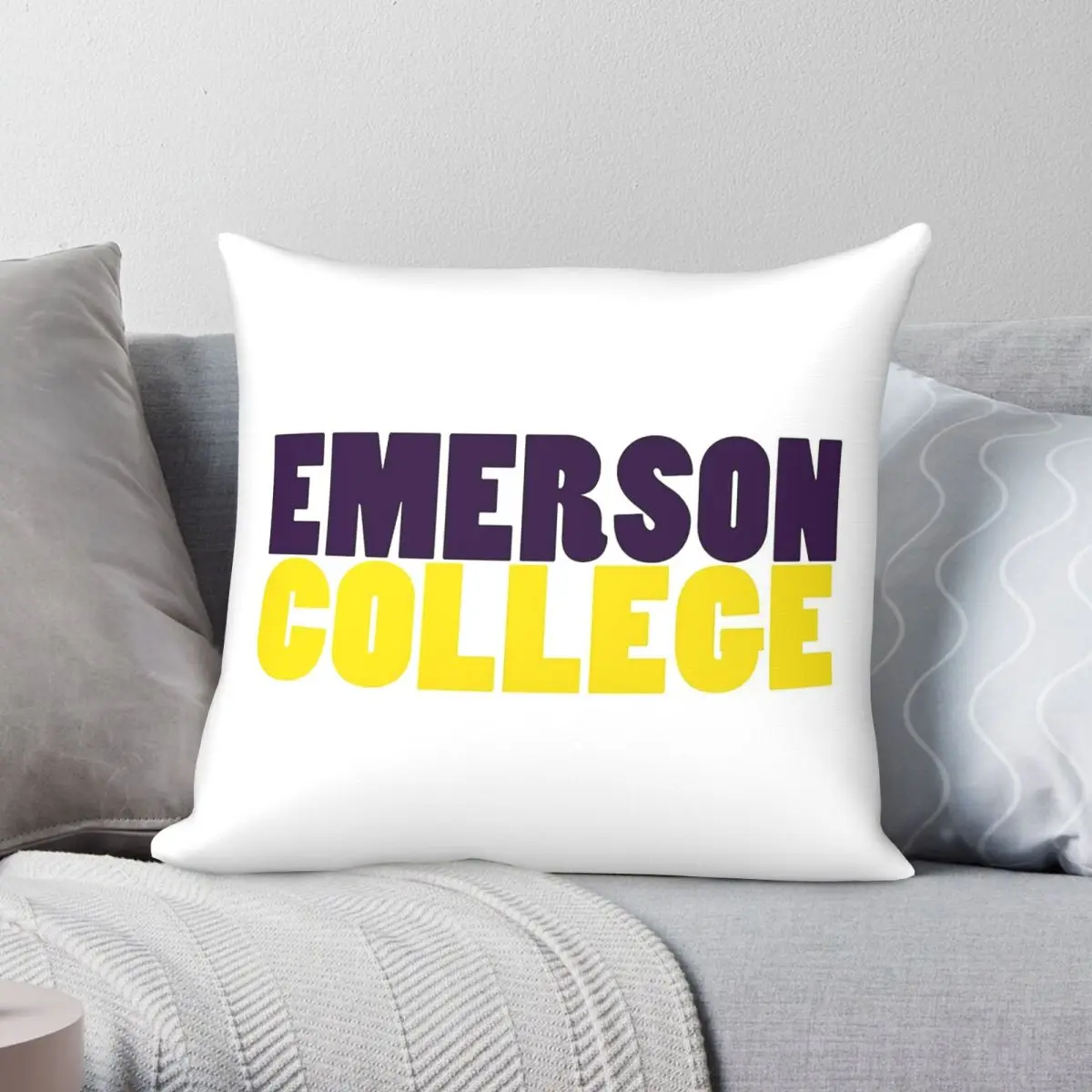Emerson College Boston Pillowcase Polyester Linen Velvet Pattern Zip Decorative Bed Cushion Cover
