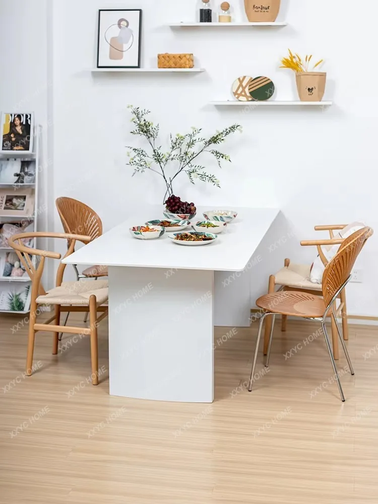 Jminimalist Deli Feng rock slab dining table modern simple household rectangular Internet celebrity wabi-sabi wind