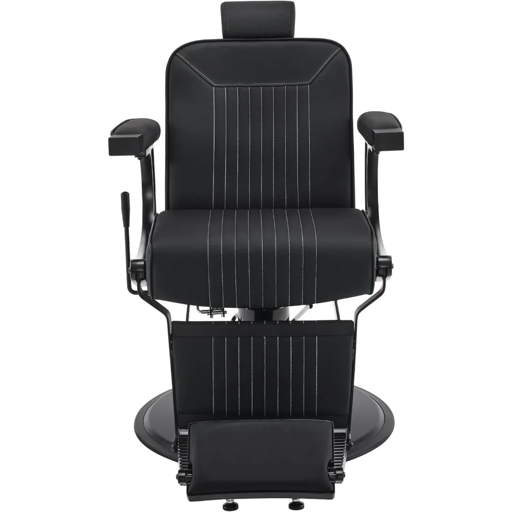 Classic Barber Chair, 660Lbs Heavy-Duty Hydraulic Pump, Professional Reclining Salon Chair for Hair Stylist Barbershop