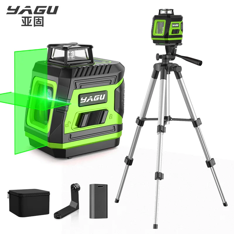 

YAGU 5 Line Laser Level Green Cross Laser Tool With Tripod Set Vertical And Horizontal Lines 360 Degree Rotation Self-leveling