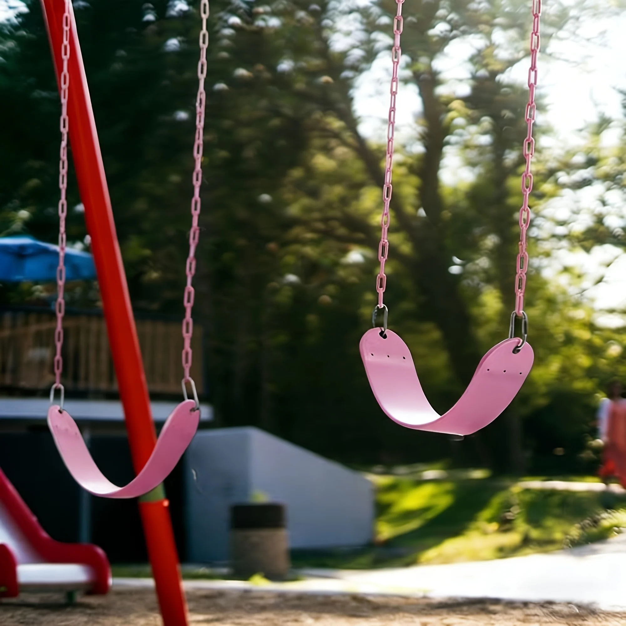 

Swing Set Replacement Parts, Including Two Heavy-duty Pink and Green Swing Seats, A 66-inch Rust-proof Chain