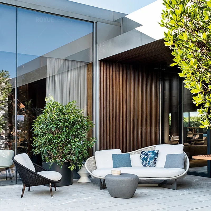 

Italian Style Modern Waterproof and Sunscreen Garden Sofas Designer Simplicity Garden Sofas Relax Outdoor Furniture Divano HBOS