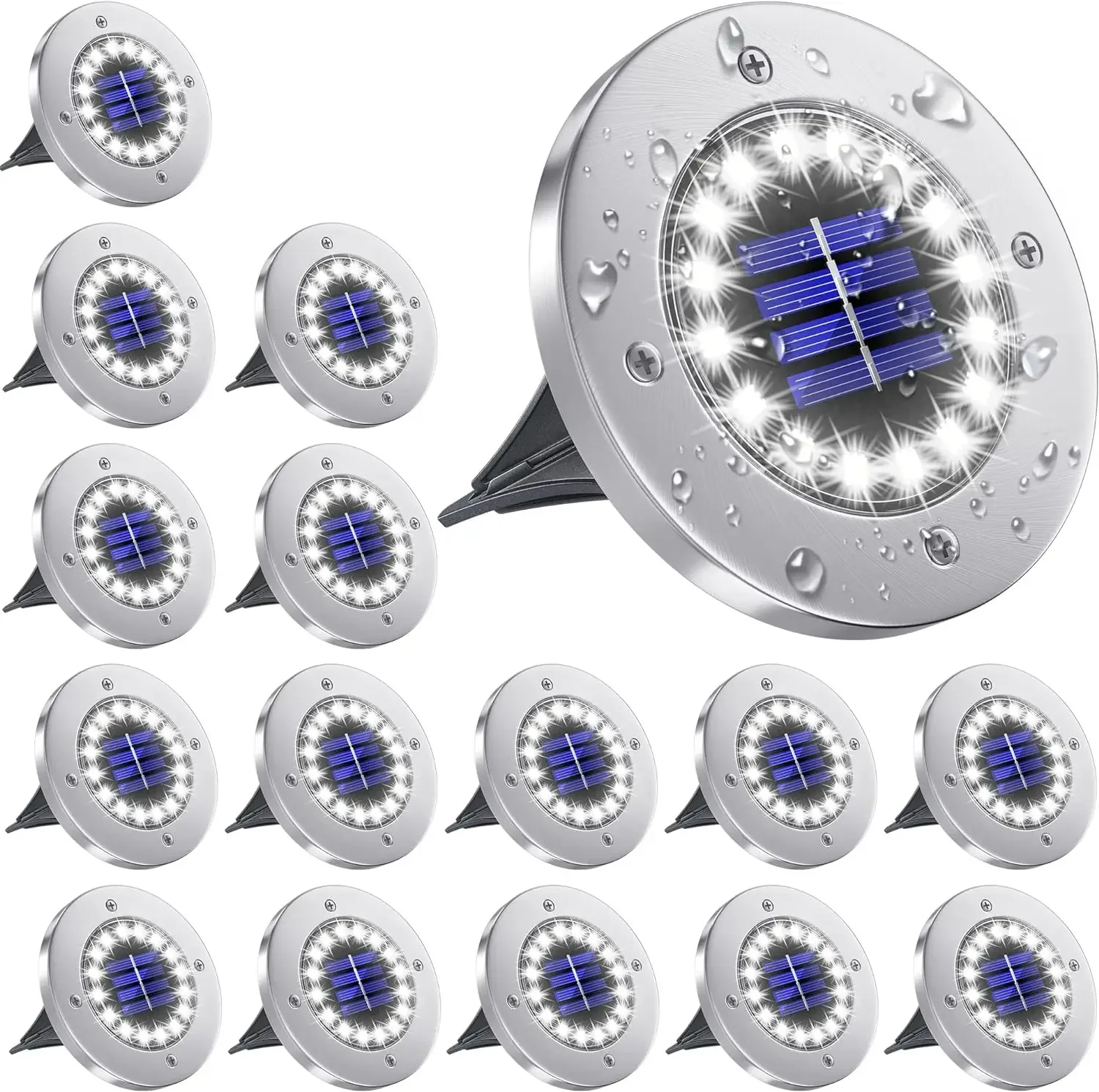 16 LEDs Bright Solar Ground Lights Outdoor Waterproof Solar Led light for Pathway Garden Yard Lawn Walkway Driveway Decoration
