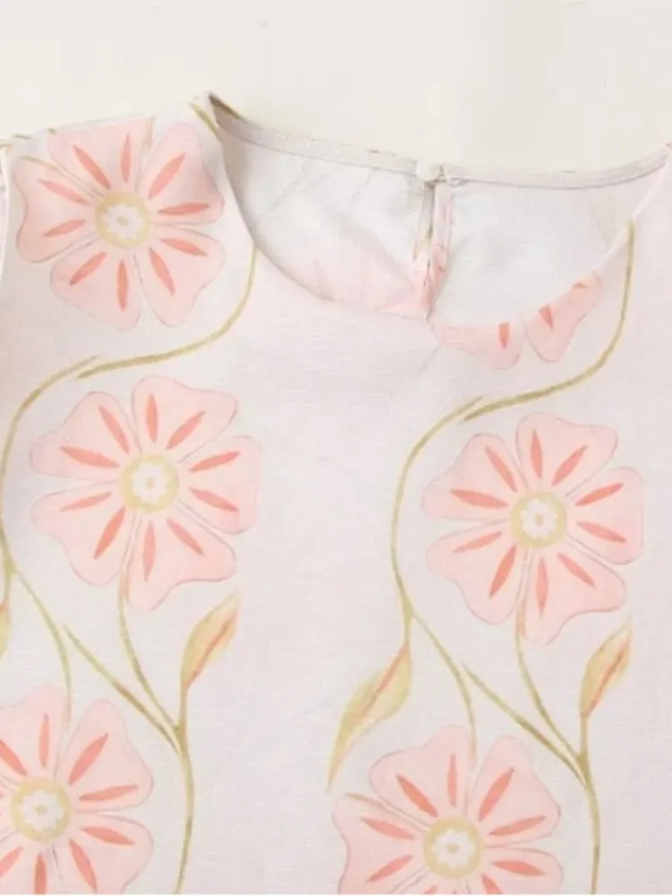 Mini robe élégante à imprimé Floral pour femmes, rose Y2K, sans manches, col rond, ample, ligne a, mode vacances, robe courte, été