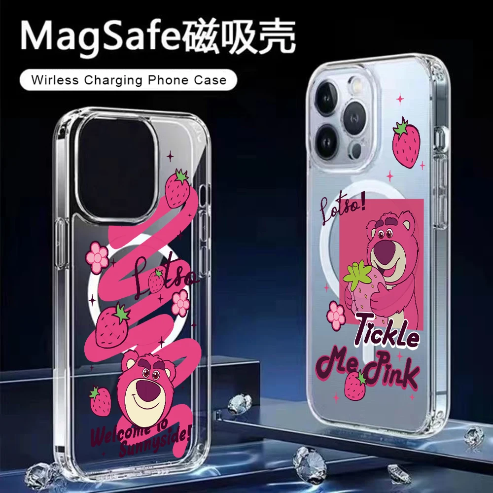 Disneys Pink Lotso Bear For Magesafe Magnetic Phone Case for Samsung Galaxy S26 S25 S24 S23 S22 S21 Ultra Plus 5G S20 FE Cover