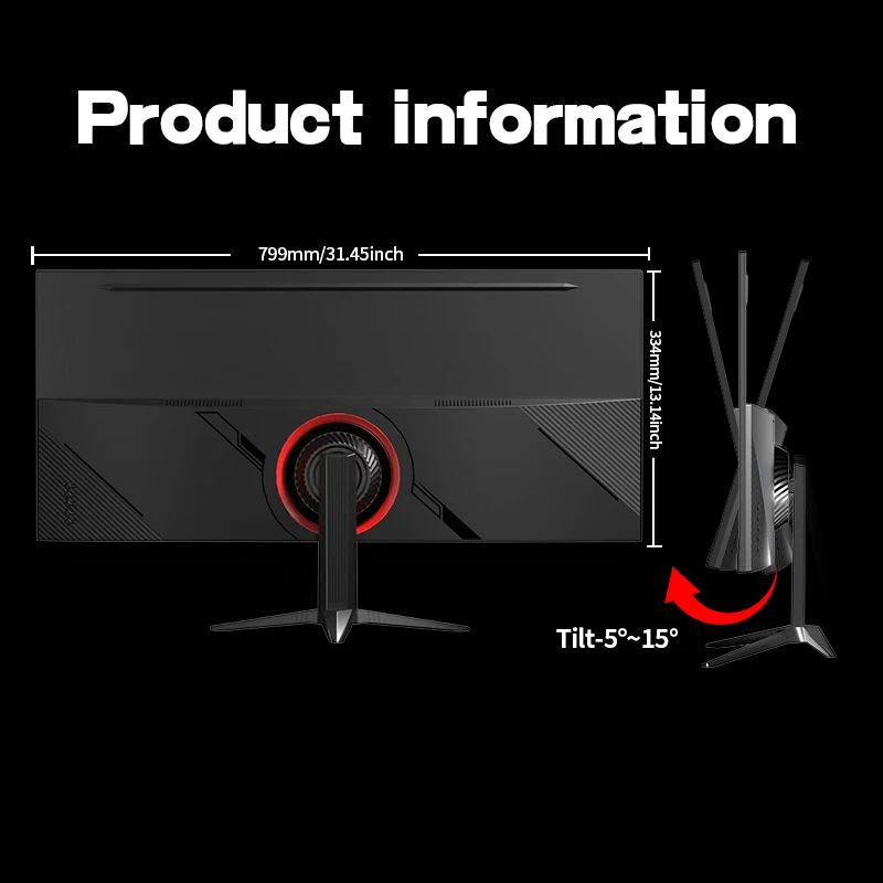 Monitor IPS Gawfolk GF340B de 34 Pulgadas, 4K, 165Hz, para Juegos de PC y Oficina, Negro, Sin Función de Elevación 7