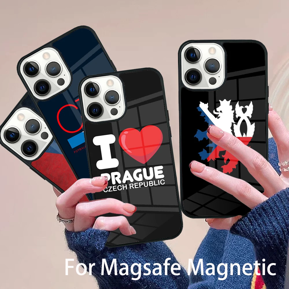 

Czech Republic Czech Flag Phone Case Magesafe Magnetic Wireless Charge Cover For IPhone 16 11 12 13 14 15 Pro Max Plus Mini