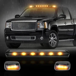 3Pcs Amber LED Cab Roof Top Marker Running Lights Smoked Lens For Chevy Silverado/GMC Sierra 1500/2500/ 2500 HD/3500 2007-2013